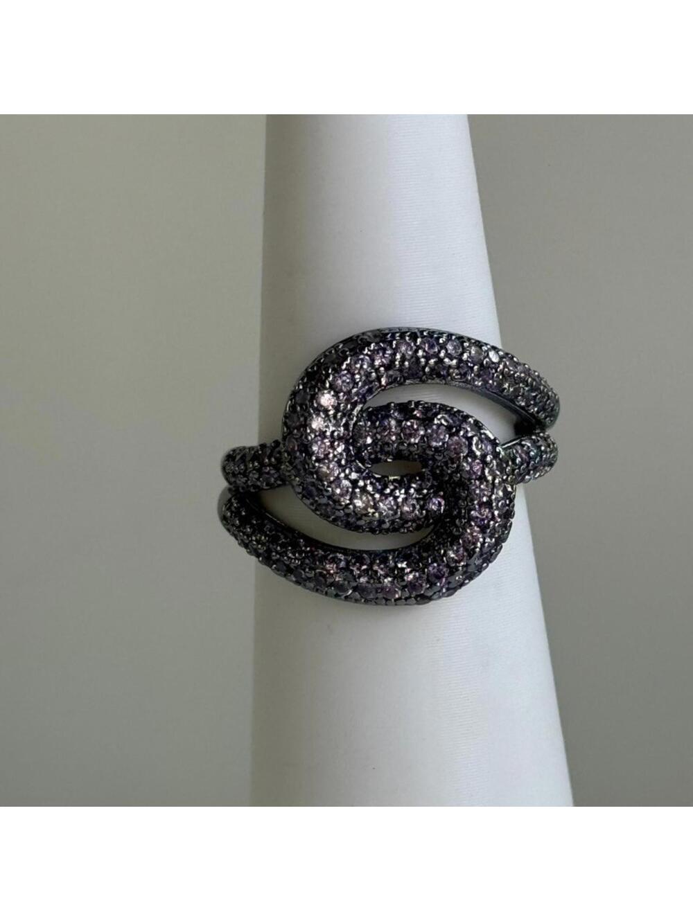 Bomb Party Ring “Sunlit Breeze” RG76893 Purple Topaz on Hematite Sz 8